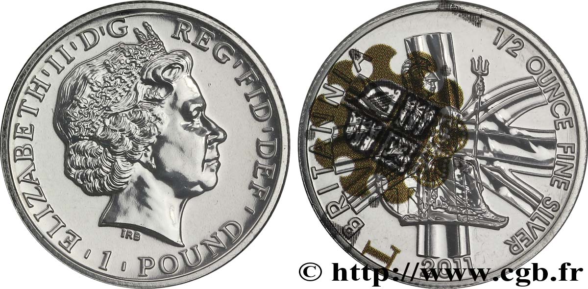ROYAUME-UNI 1 Pound (Livre) Elisabeth II / Britannia et drapeau 2011  FDC 