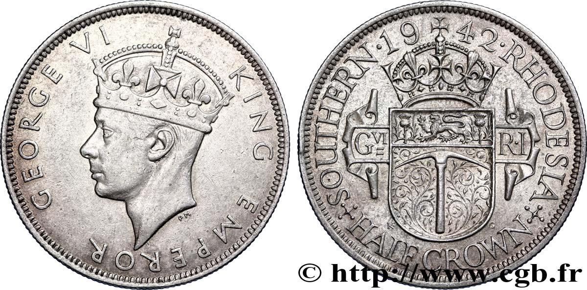 SOUTHERN RHODESIA 1/2 Crown Georges VI 1942  AU 