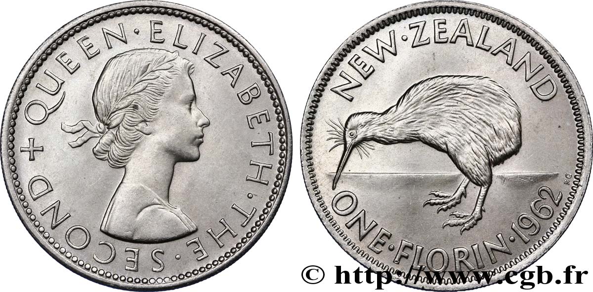 NEW ZEALAND 1 Florin Elisabeth II / kiwi 1962  MS 