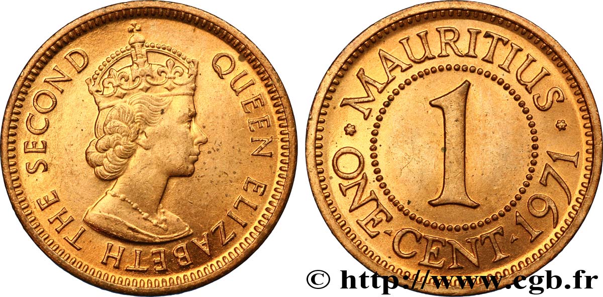 MAURITIUS 1 Cent Elisabeth II 1971  MS 