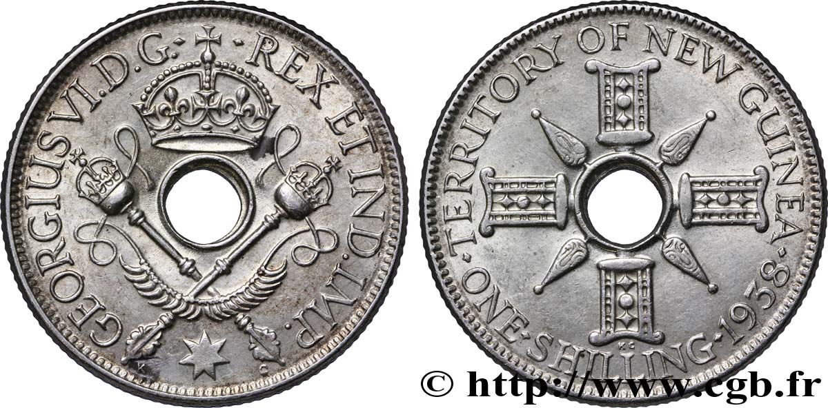 NEW GUINEA 1 Shilling frappe au nom de Georges V 1938  AU 