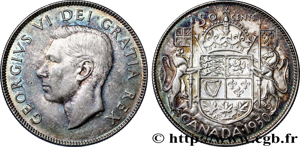 CANADA 50 Cents Georges VI emblème 1952  AU 