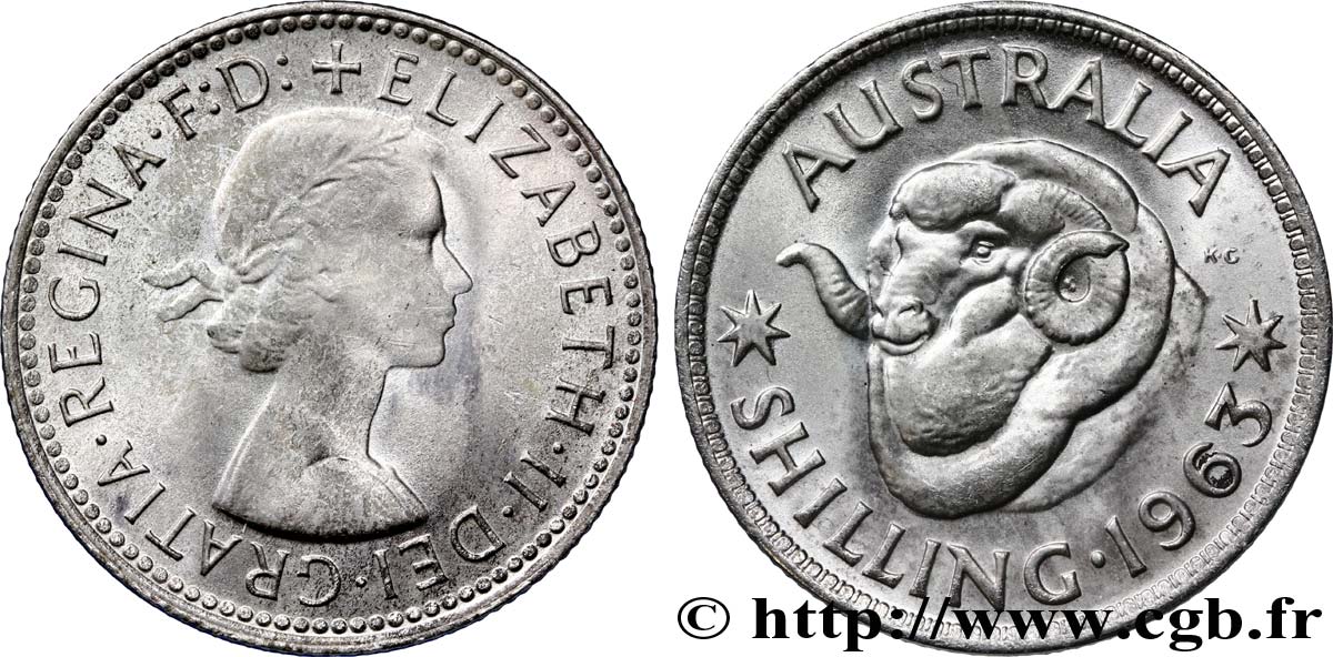 AUSTRALIA 1 Shilling Elisabeth II / bélier 1963 Melbourne EBC 