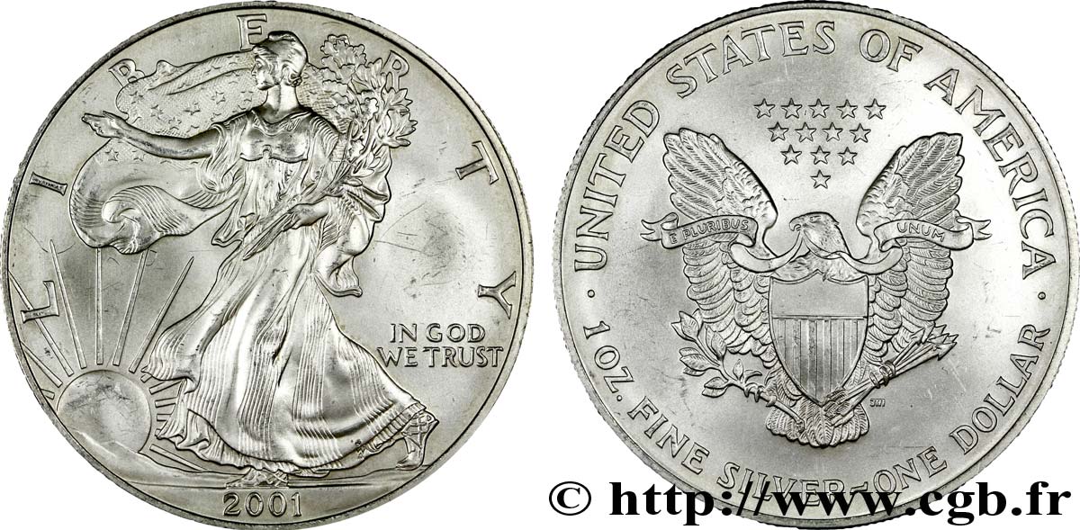 UNITED STATES OF AMERICA 1 Dollar type Silver Eagle 2001 Philadelphie MS 