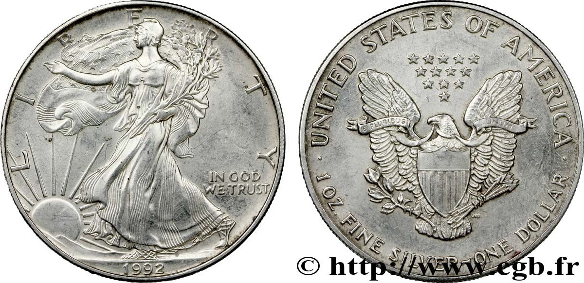 UNITED STATES OF AMERICA 1 Dollar type Silver Eagle 1992  AU 
