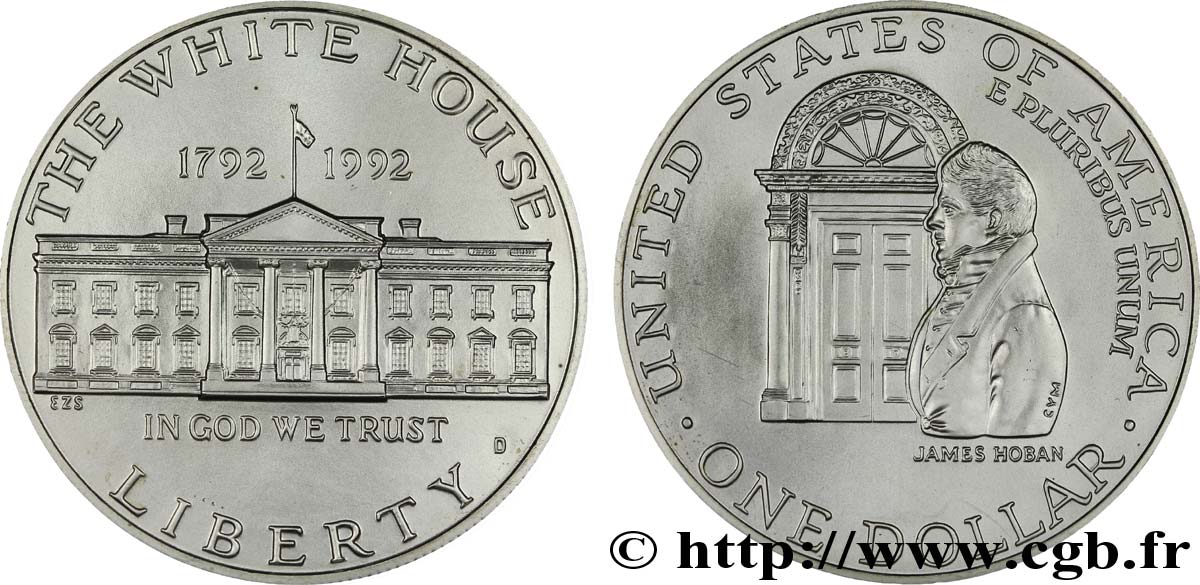 UNITED STATES OF AMERICA 1 Dollar 200e anniversaire de la Maison Blanche 1992 Denver MS 