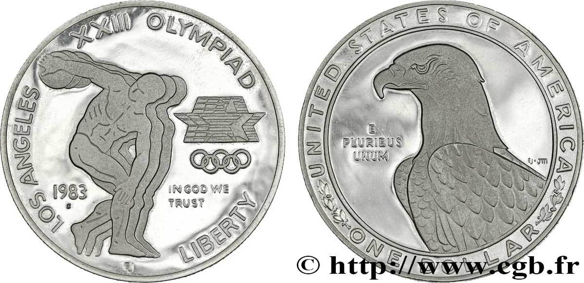 UNITED STATES OF AMERICA 1 Dollar BE (proof) J.O. de Los Angeles aigle / lanceur du disque 1983 San Francisco - S AU 