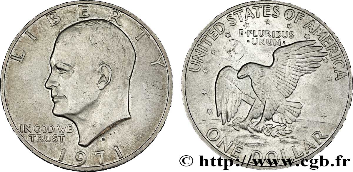 ESTADOS UNIDOS DE AMÉRICA 1 Dollar Eisenhower / aigle posé sur la Lune 1971 San Francisco - S EBC 