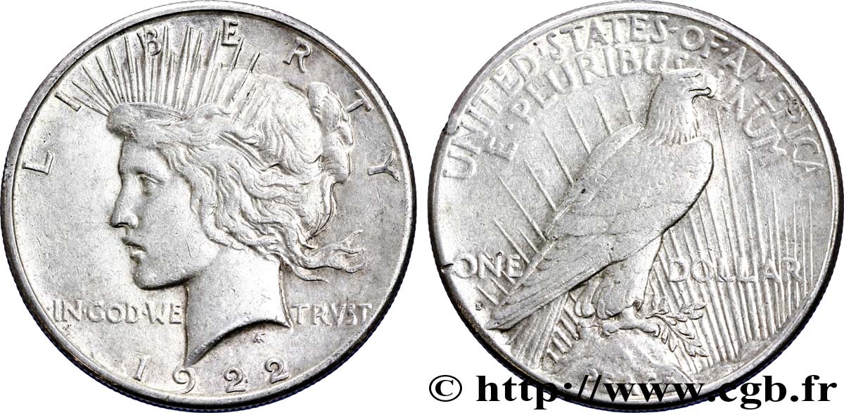 UNITED STATES OF AMERICA 1 Dollar type Peace 1922 Denver AU 