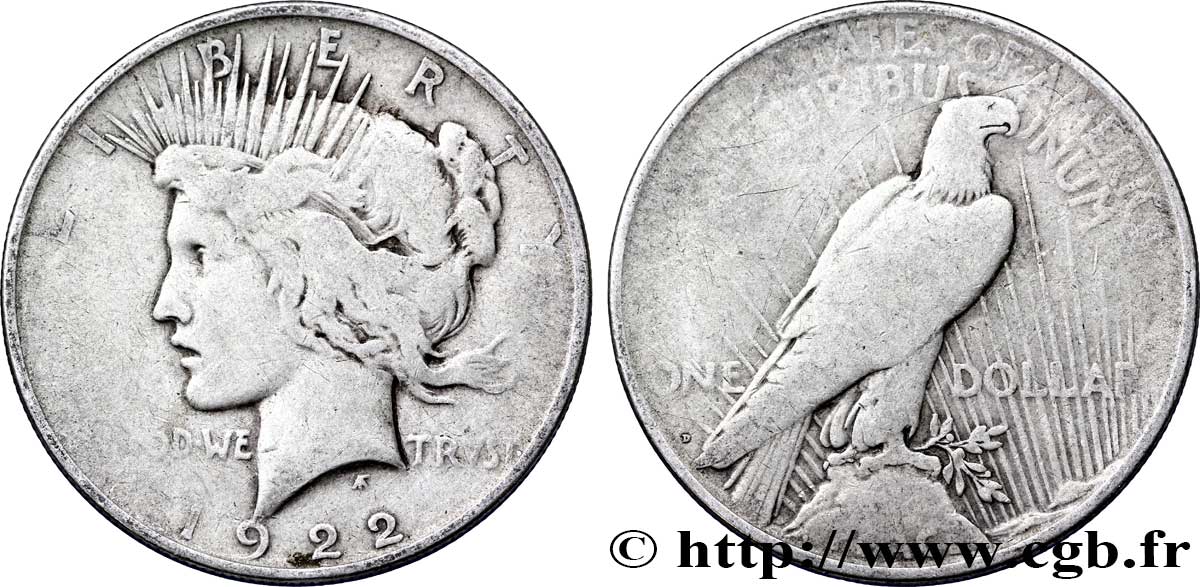 UNITED STATES OF AMERICA 1 Dollar type Peace 1922 Denver VF 