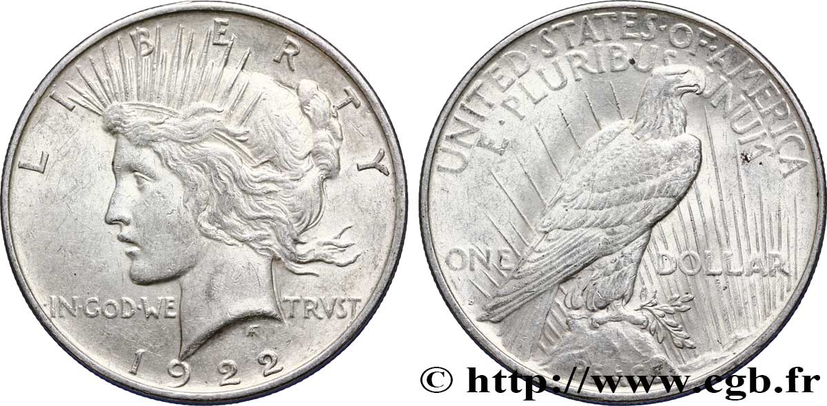 UNITED STATES OF AMERICA 1 Dollar type Peace 1922 Denver AU 