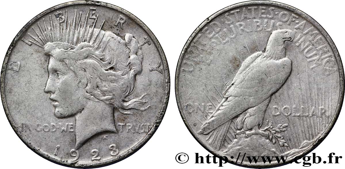 UNITED STATES OF AMERICA 1 Dollar type Peace 1923 Denver VF 