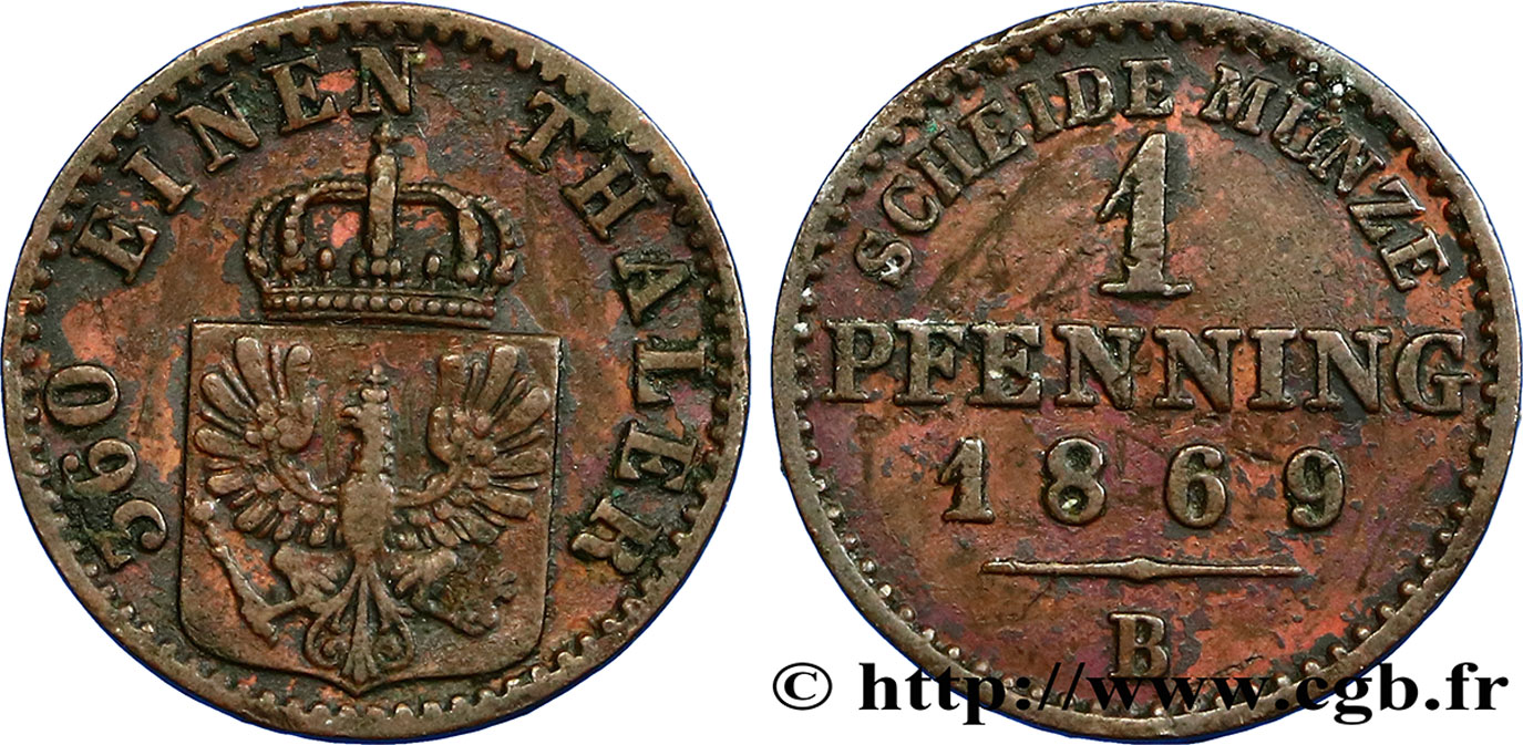 GERMANIA - PRUSSIA 1 Pfenninge Royaume de Prusse écu à l’aigle 1869 Hanovre q.SPL 