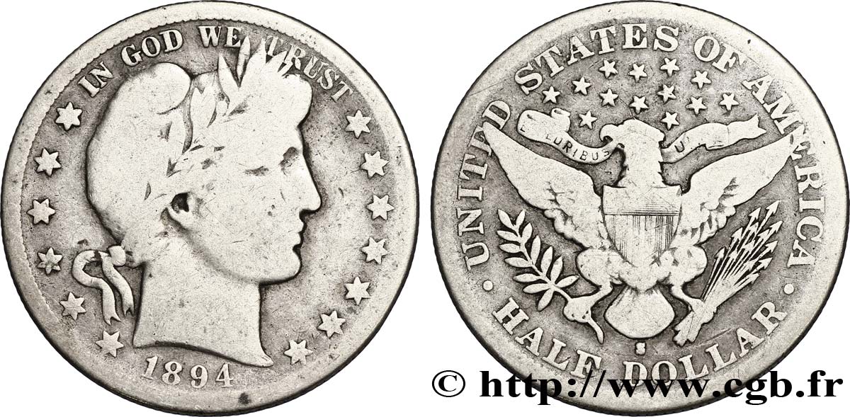 UNITED STATES OF AMERICA 1/2 Dollar type Barber 1894 San Francisco - S VF 
