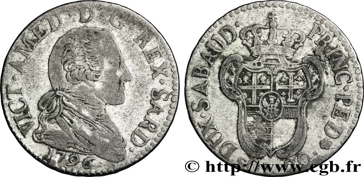 ITALIA - REINO DE CERDEÑA 20 Soldi Victor-Amédée III 1796 Turin BC 