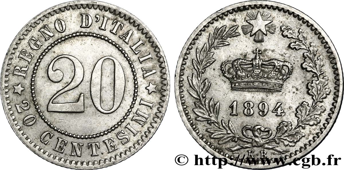 ITALIA 20 Centesimi 1894 Berlin EBC 