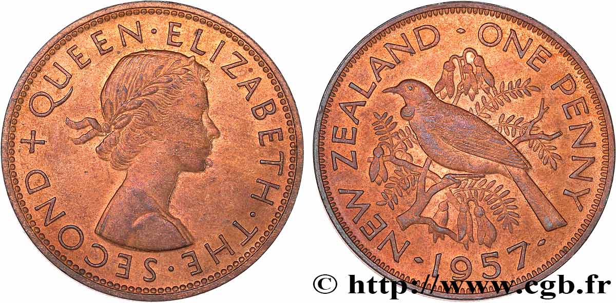 NUOVA ZELANDA 1 Penny Elisabeth II 1957  SPL 