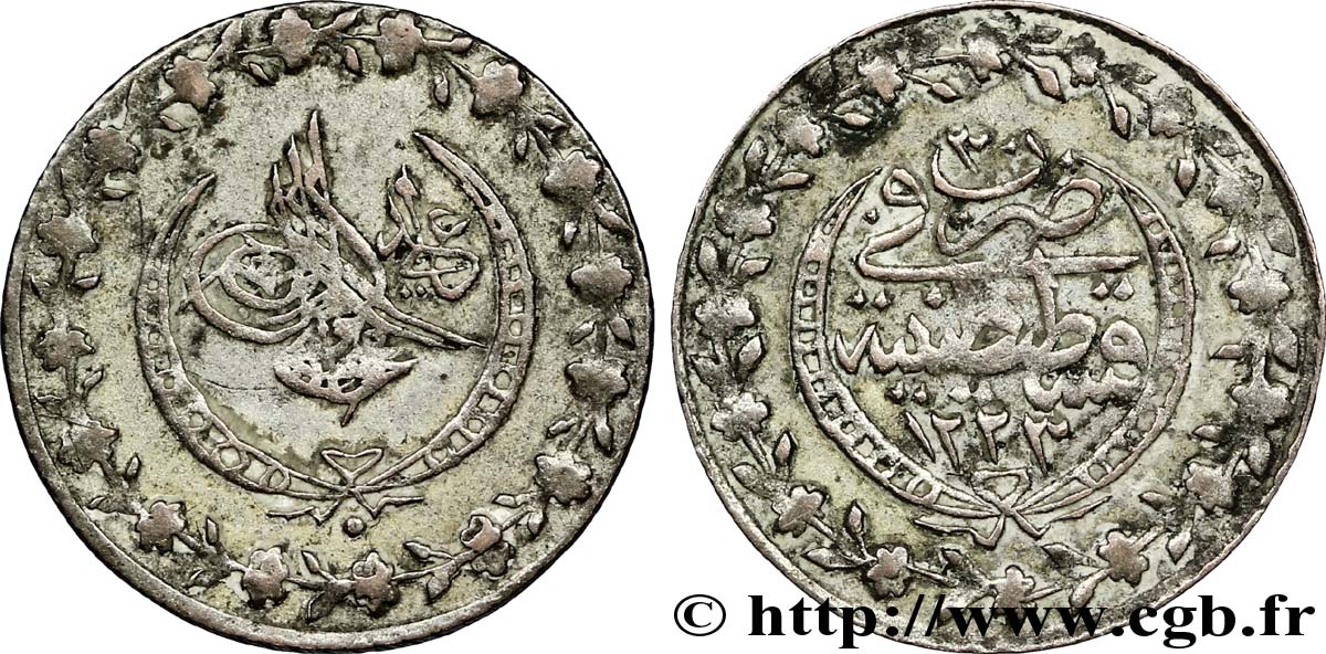 TURQUíA 20 Para au nom de Mahmud II AH1223 / an 30 1836 Constantinople BC 