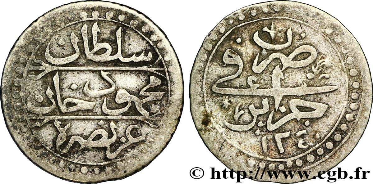 ALGERIA 1/4 Budju au nom de Mahmud II AH 1240 1825 Alger MB 