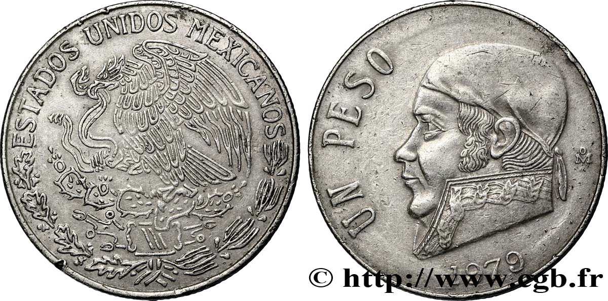 MÉXICO 1 Peso Jose Morelos y Pavon / aigle 1979 Mexico MBC 