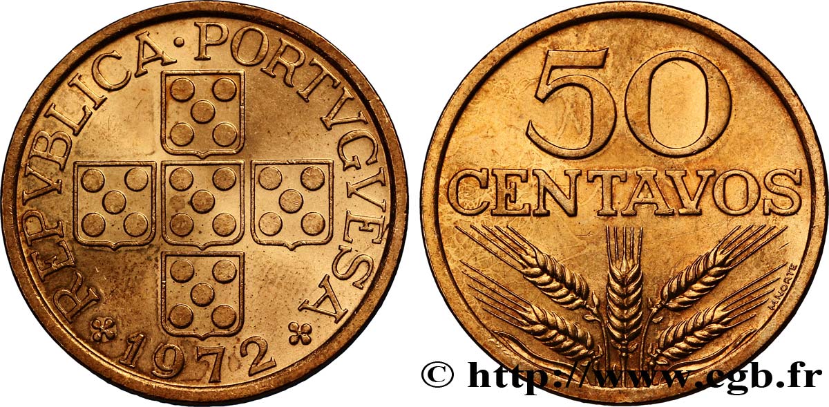 PORTUGAL 50 Centavos 1972  MS 