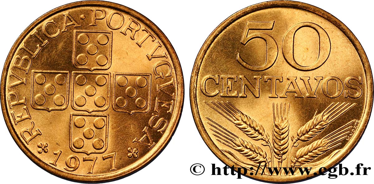PORTUGAL 50 Centavos 1977  MS 