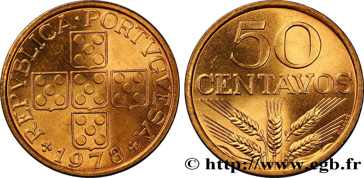 PORTUGAL 50 Centavos 1978  SC 