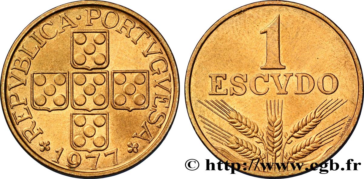 PORTUGAL 1 Escudo 1977  EBC 