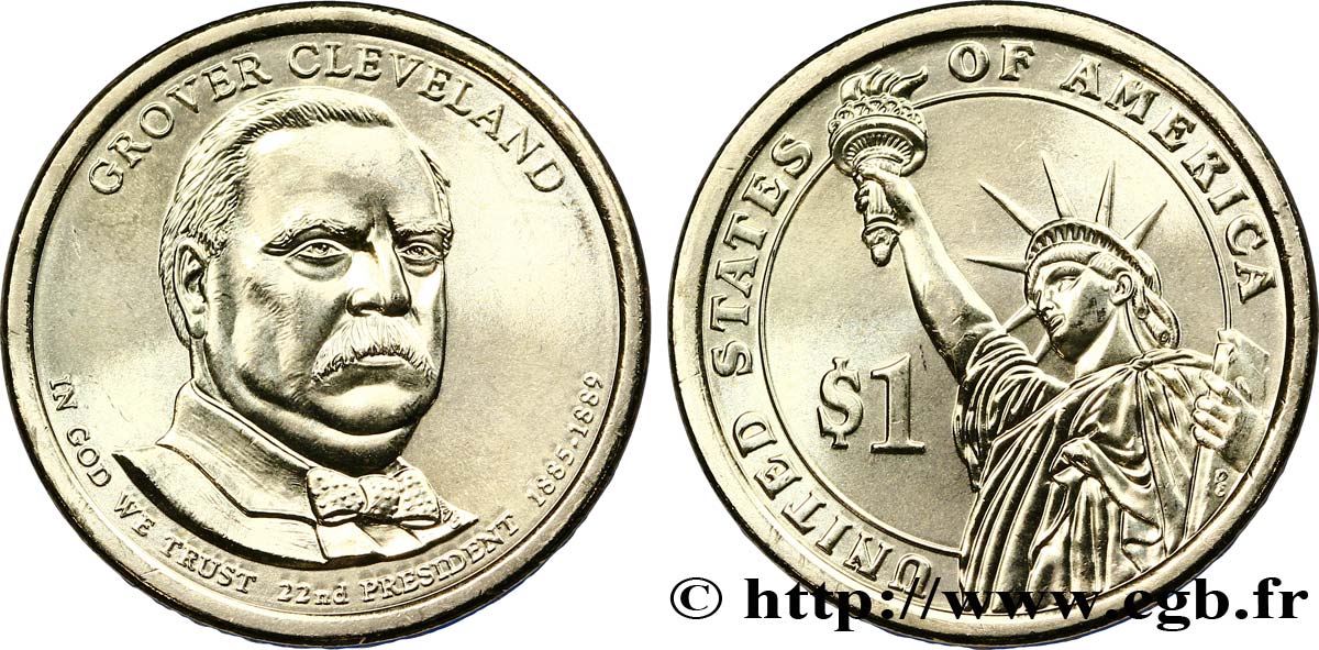 ÉTATS-UNIS D AMÉRIQUE 1 Dollar Présidentiel Grover Cleveland (1er mandat) type tranche B 2012 Denver SPL 