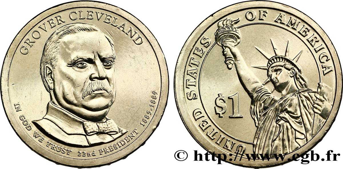 STATI UNITI D AMERICA 1 Dollar Présidentiel Grover Cleveland (1er mandat) type tranche B 2012 Philadelphie - P MS 