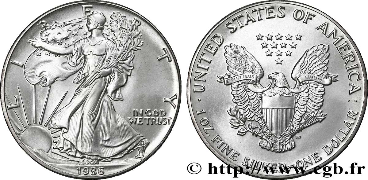 STATI UNITI D AMERICA 1 Dollar type Silver Eagle 1986 Philadelphie FDC 