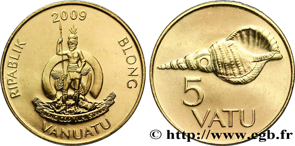 VANUATU 5 Vatu emblème national / coquillage 2009  MS 