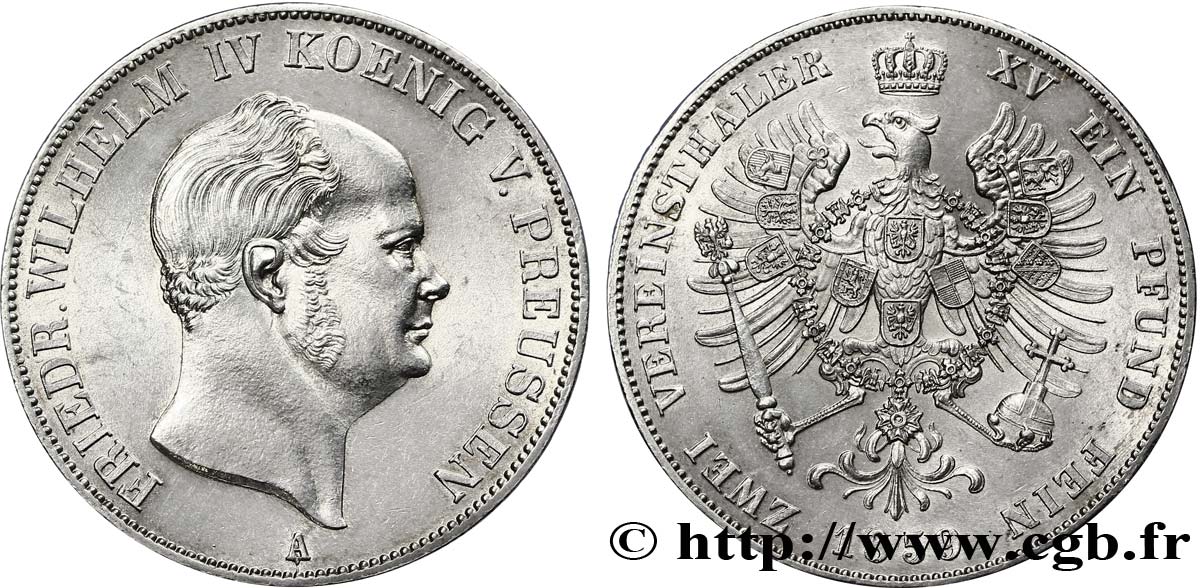 ALLEMAGNE 1 Double Thaler Frédéric-Guillaume IV / aigle 1859 Berlin SPL 
