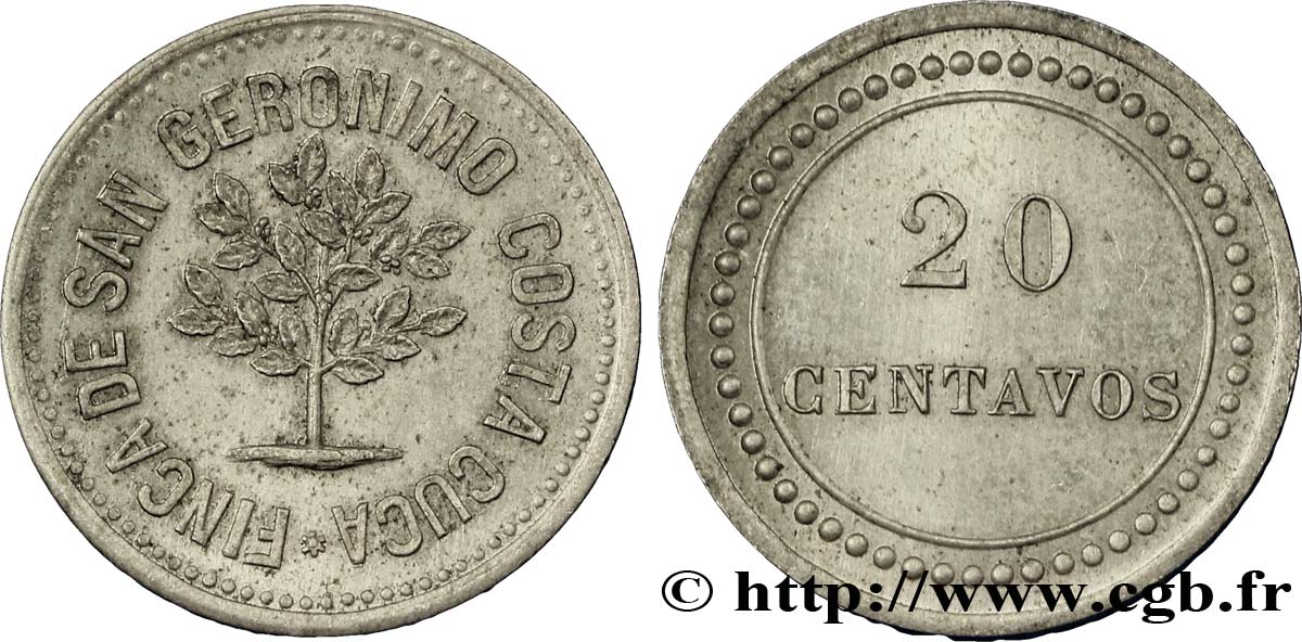 GUATEMALA 20 Centavos Finca de San Geronimo Costa Cuca N.D.  fST 