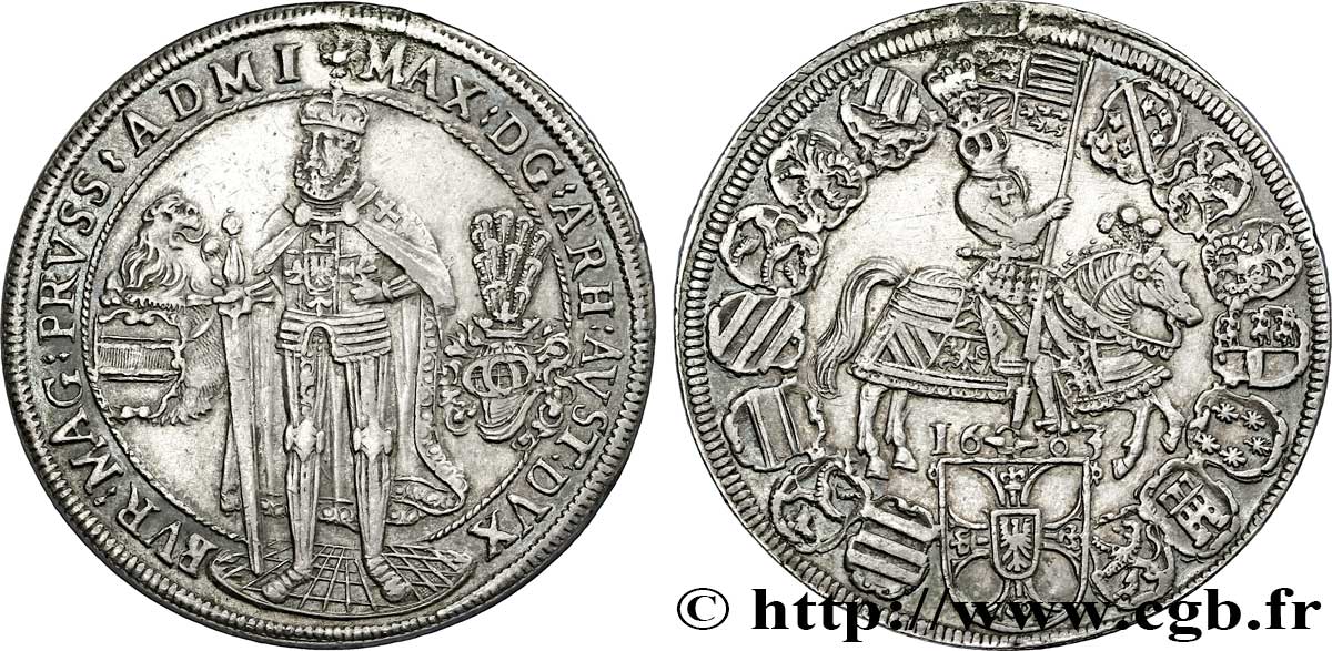 GERMANIA - ORDINE TEUTONICO 1 Thaler Maximilien I d Autriche  1603 Hall q.SPL 