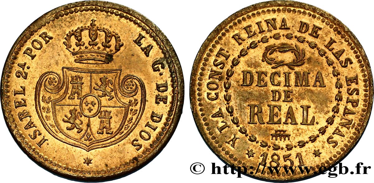 SPANIEN 1/10 Real Isabelle II  1851 Ségovie VZ 