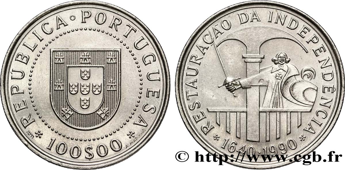 PORTUGAL 100 Escudos Restauration de l’indépendance 1990  EBC 