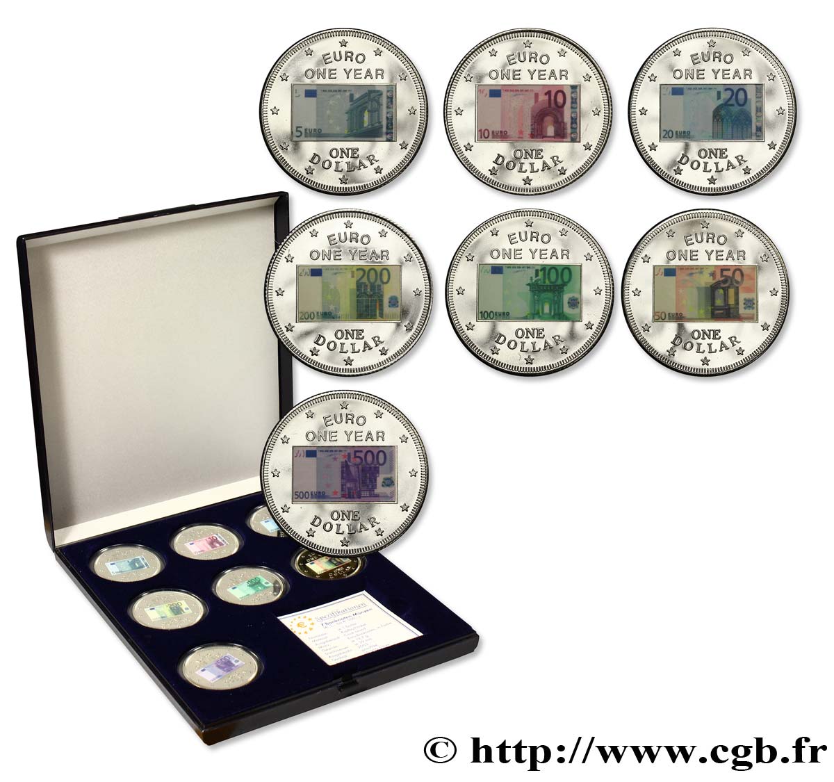ISLAS COOK Série de 7 monnaies 1er anniversaire de l’introduction de l’Euro 2003  FDC 