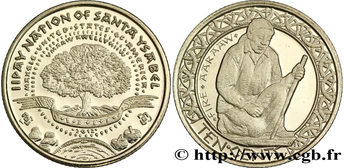 UNITED STATES OF AMERICA - Native Tribes 10 Cents Proof Iipay Nation of Santa Ysabel “art du feu” 2012  MS 