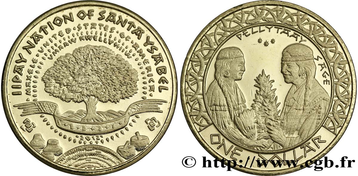 UNITED STATES OF AMERICA - Native Tribes 1 Dollar Proof Iipay Nation of Santa Ysabel “sage” 2012  MS 