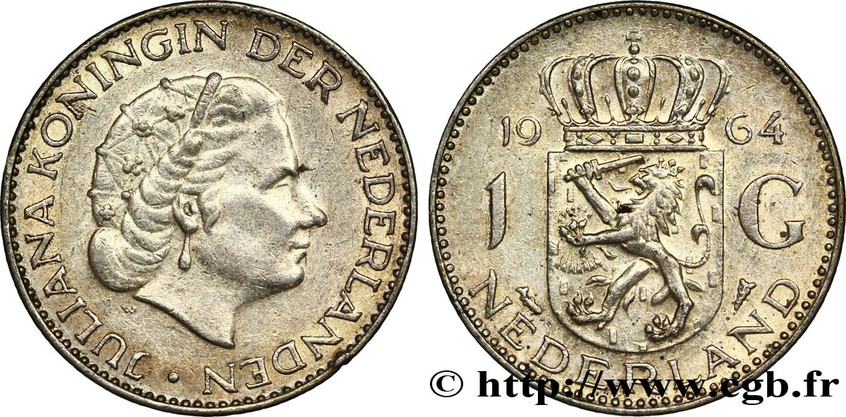 PAíSES BAJOS 1 Gulden Juliana 1964  EBC 