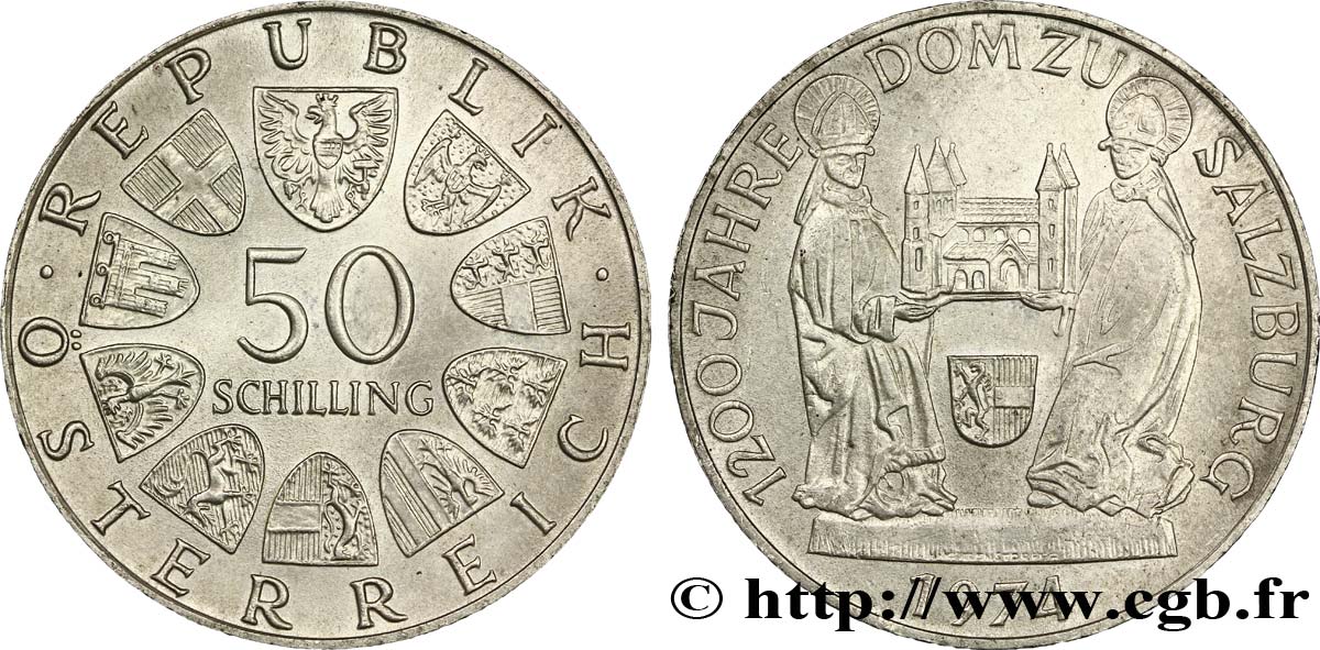 AUSTRIA 50 Schilling 1200e anniversaire du Dôme de Salzbourg 1974  AU 