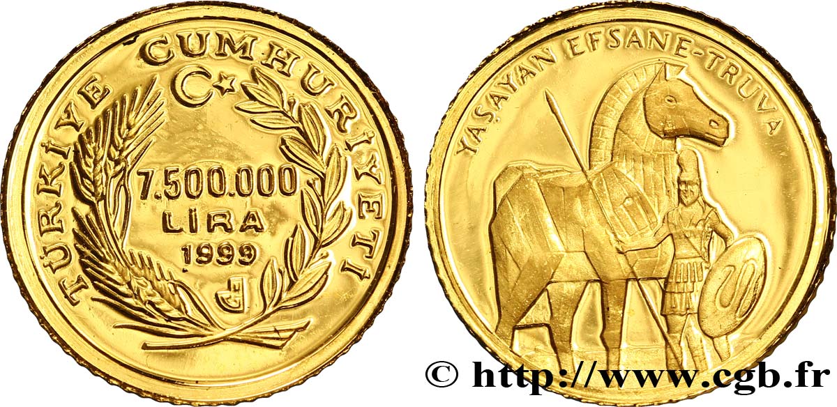 TURQUíA 7.500.000 Lira cheval de Troie 1999  FDC 