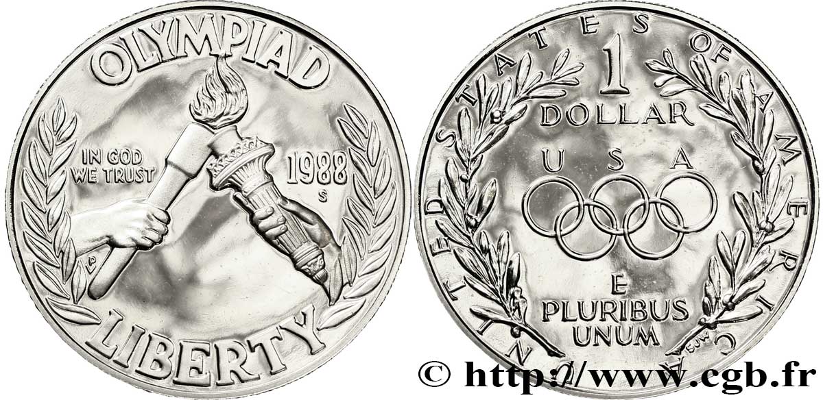 UNITED STATES OF AMERICA 1 Dollar Proof J. O. de Séoul : passage de la flamme olympique 1988 San Francisco - S MS 
