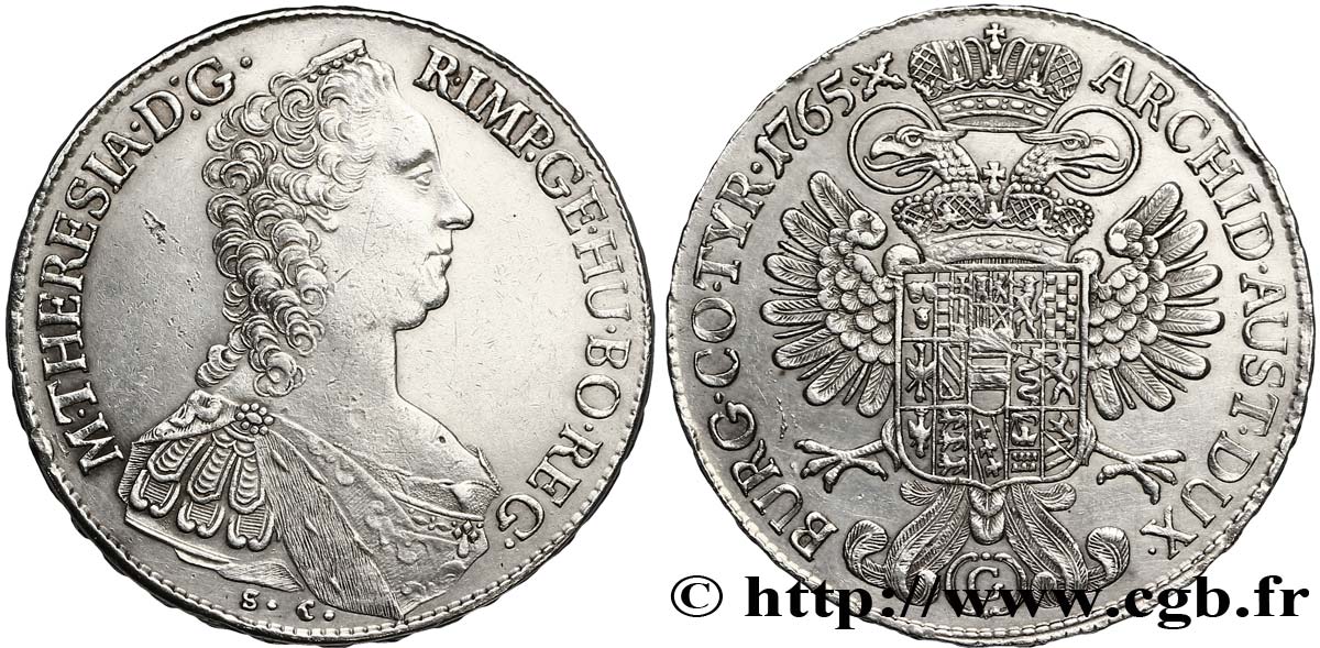 GERMANIA - BURGAU 1 Thaler Marie-Thérèse d’Autriche 1765 Gunzburg SPL 