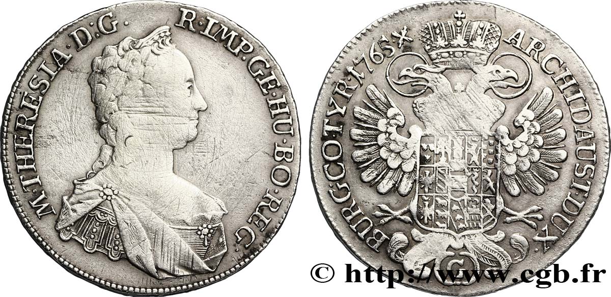 GERMANY - BURGAU 1/2 Thaler Marie-Thérèse d’Autriche 1765 Gunzburg VF 