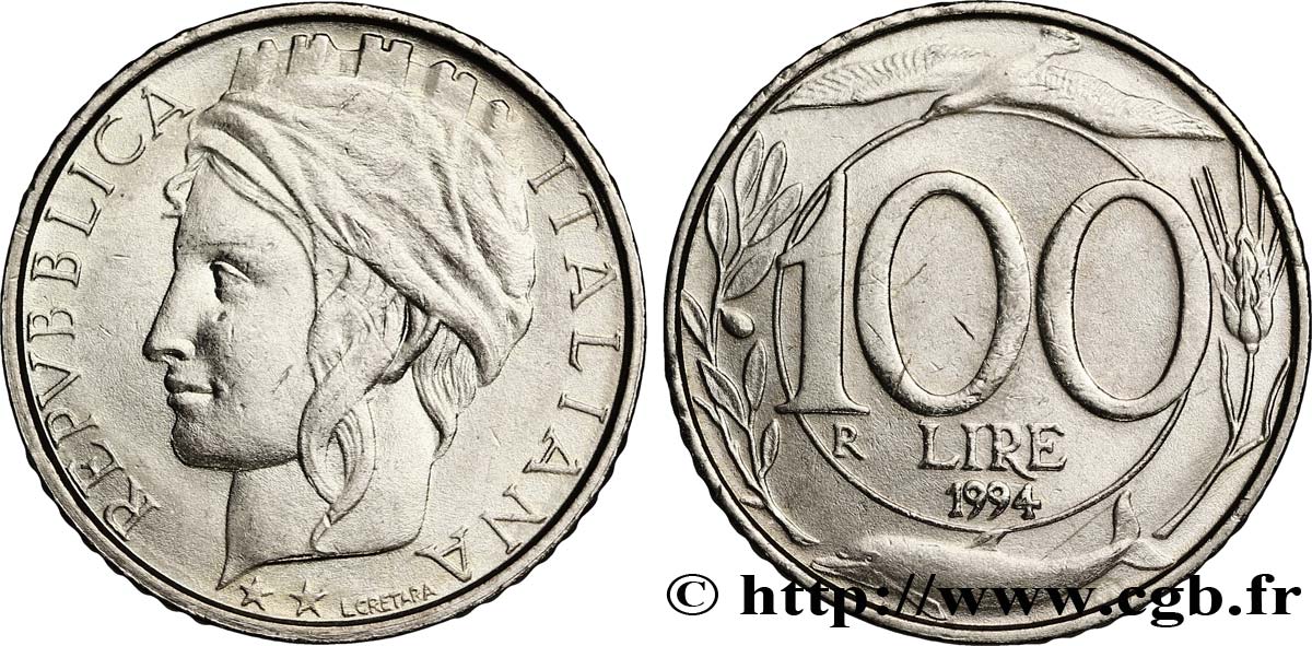 ITALIA 100 Lire allégorie de l’Italie 1994 Rome - R SC 