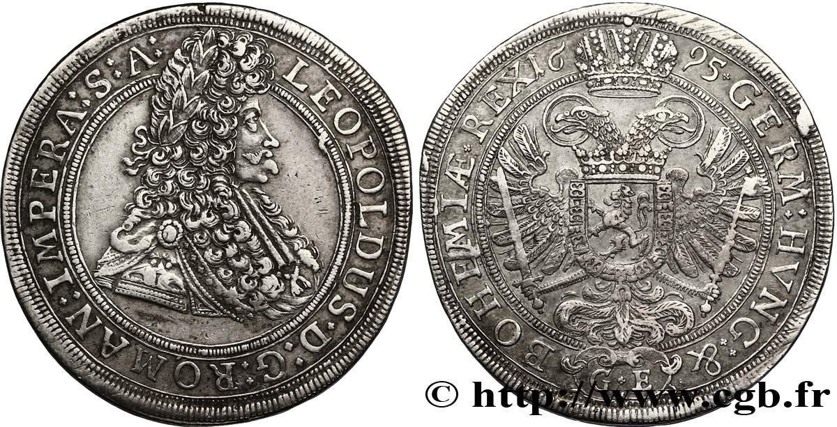 BOHEMIA 1 Thaler Léopold Ier 1695 Prague MBC+/EBC 