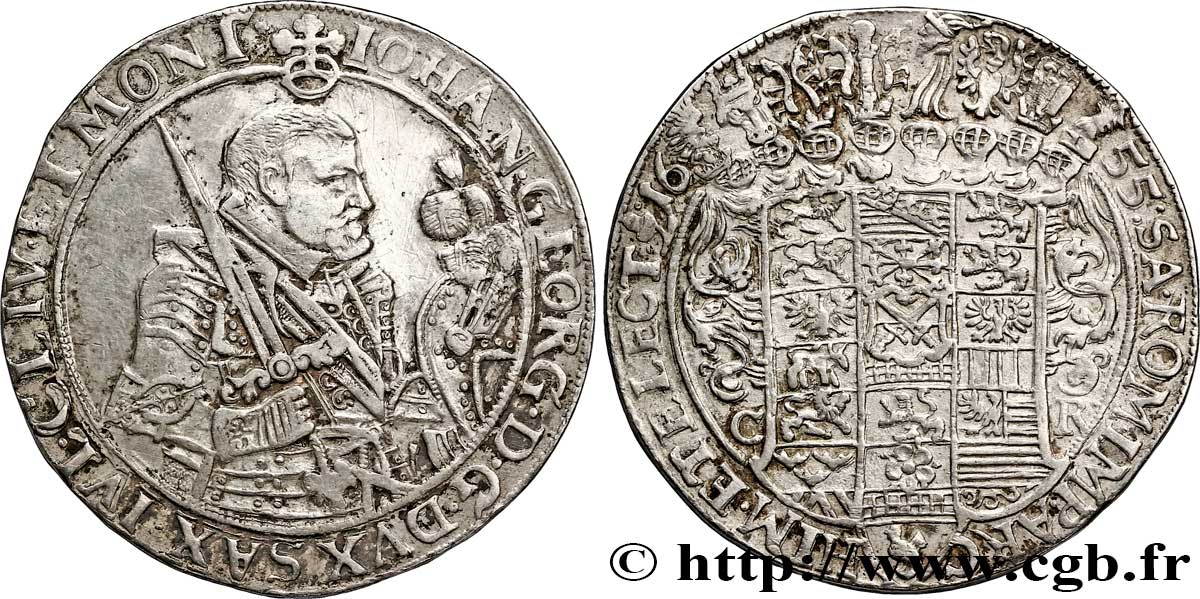 ALEMANIA - SAJONIA 1 Thaler - Duché de Saxe électorale Jean Georges 1655  MBC+ 