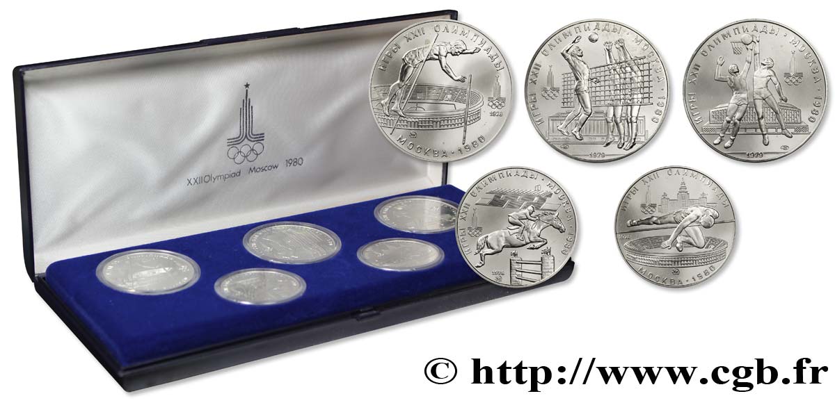RUSSIA - URSS Coffret 5 Monnaies Proof Jeux Olympiques de Moscou 1980  FDC 